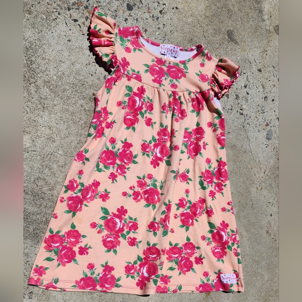 Ruffle Girl peach floral dress girls size 10